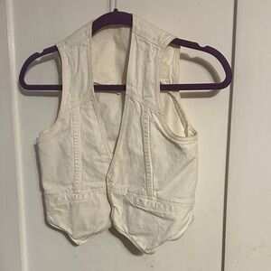 7 For All Mankind Off-White Sleeveless Jean Jacket